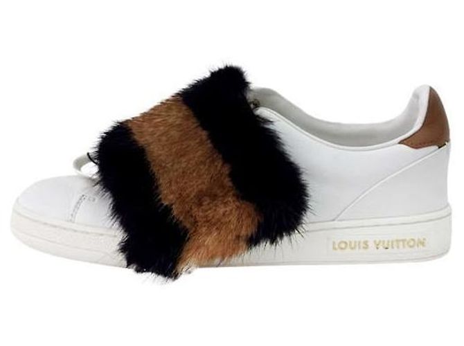 Louis Vuitton Sneakers basse Frontline in shearling e pelliccia di visone da donna Bianco Marrone - vista 2