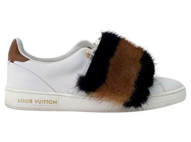Louis Vuitton Sneakers basse Frontline in shearling e pelliccia di visone da donna Bianco Marrone - vista 5