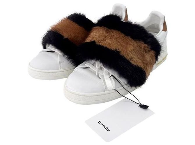 Louis Vuitton Sneakers basse Frontline in shearling e pelliccia di visone da donna Bianco Marrone - vista 6