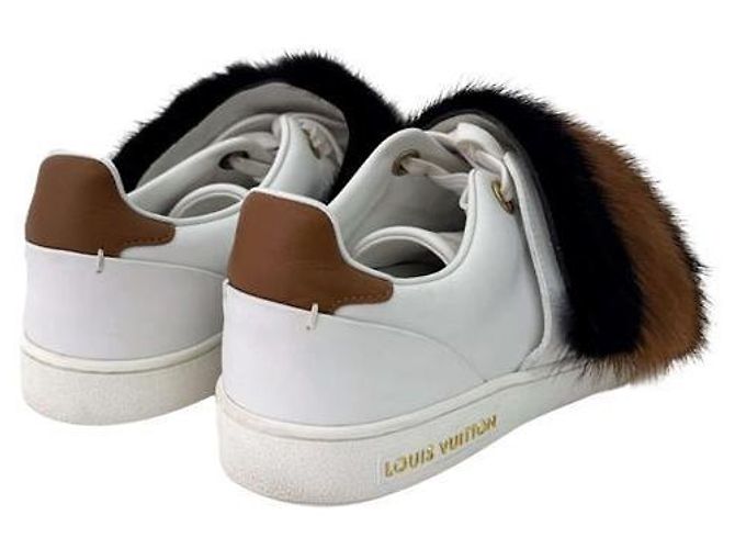 Louis Vuitton Sneakers basse Frontline in shearling e pelliccia di visone da donna Bianco Marrone - vista 7