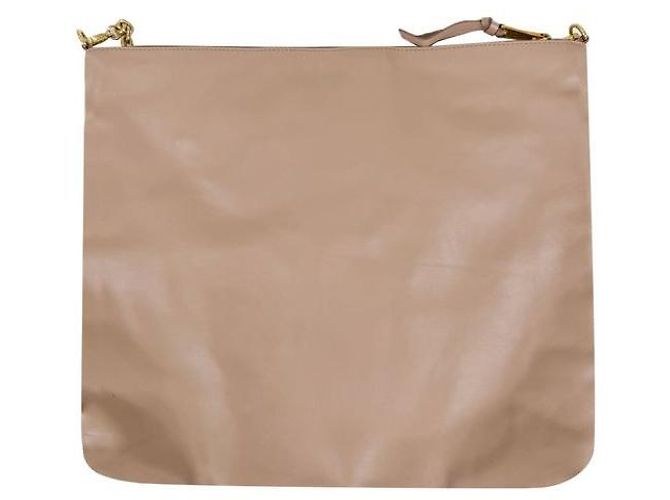 Miu Miu Borsa a tracolla in pelle morbida con catena logo da donna Cammeo Beige Arancione - vista 3