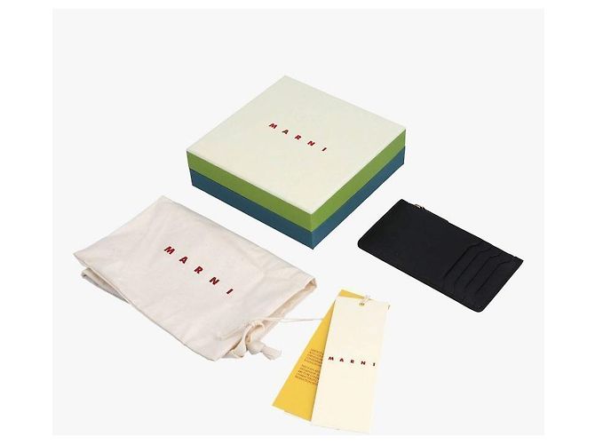 Marni Tarjetero con cremallera de piel de becerro Trunkaru stamp para mujer Negro - vista 10