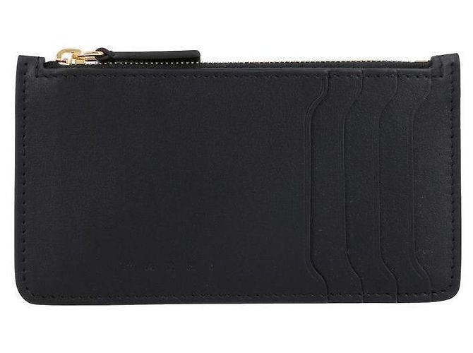 Marni Tarjetero con cremallera de piel de becerro Trunkaru stamp para mujer Negro - vista 3