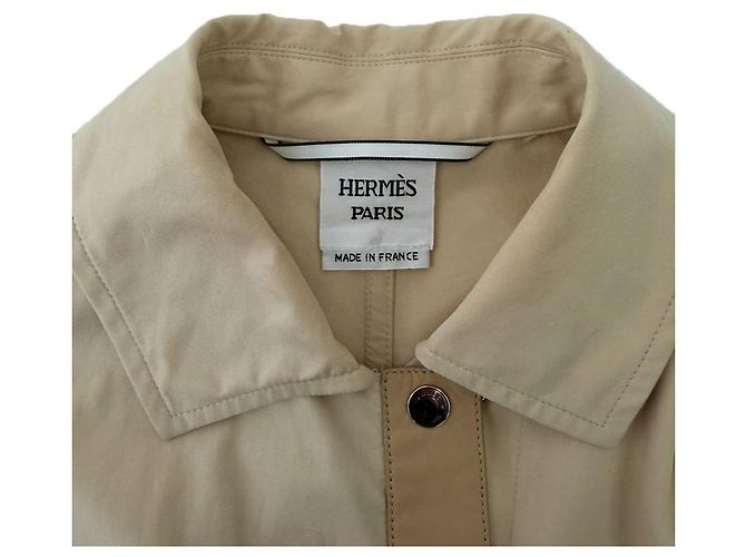 Hermès Gabardina asimétrica de mezcla de cuero para mujer Beige Castaño - vista 10