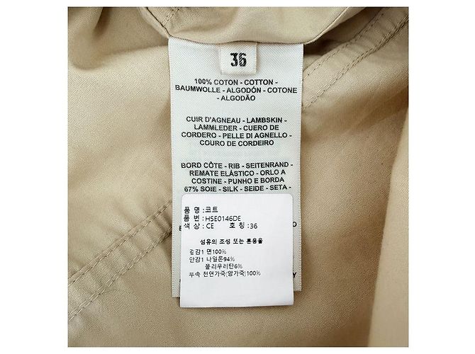 Hermès Gabardina asimétrica de mezcla de cuero para mujer Beige Castaño - vista 11