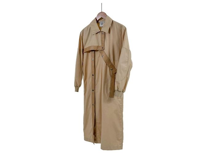 Hermès Gabardina asimétrica de mezcla de cuero para mujer Beige Castaño - vista 2
