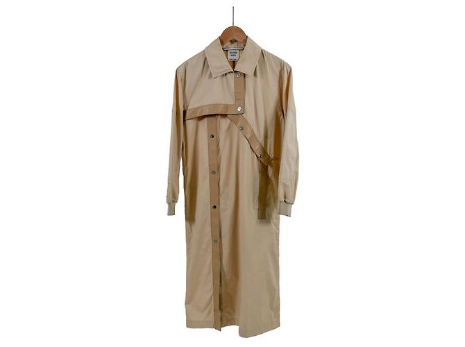 Hermès Gabardina asimétrica de mezcla de cuero para mujer Beige Castaño - vista 3