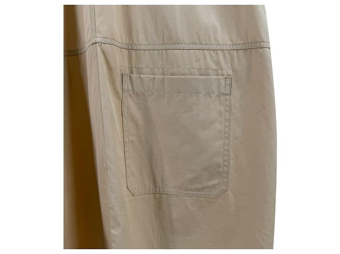 Hermès Gabardina asimétrica de mezcla de cuero para mujer Beige Castaño - vista 9