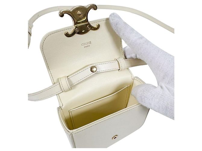 Céline Mini borsa a tracolla Claude Shiny Triomphe Gialla Giallo - vista 10