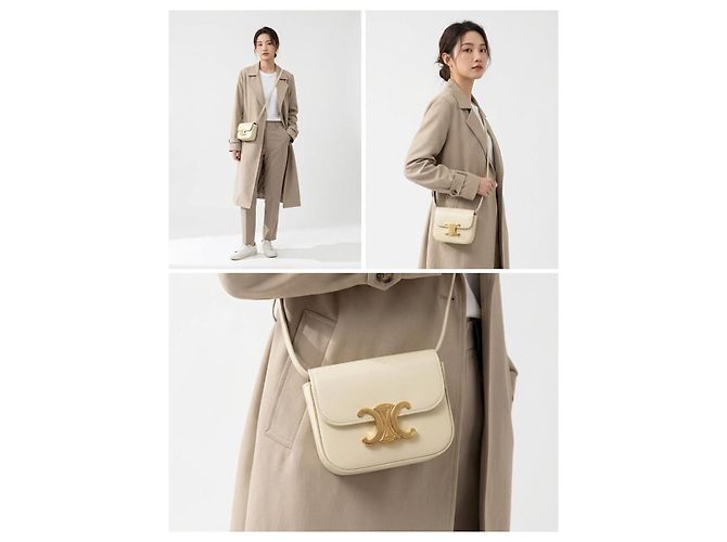 Céline Mini borsa a tracolla Claude Shiny Triomphe Gialla Giallo - vista 5