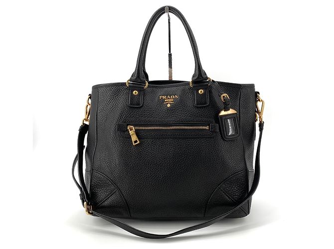 Prada Borsa Tote e Borsa a Spalla in Vitello Daino Nero - vista 2