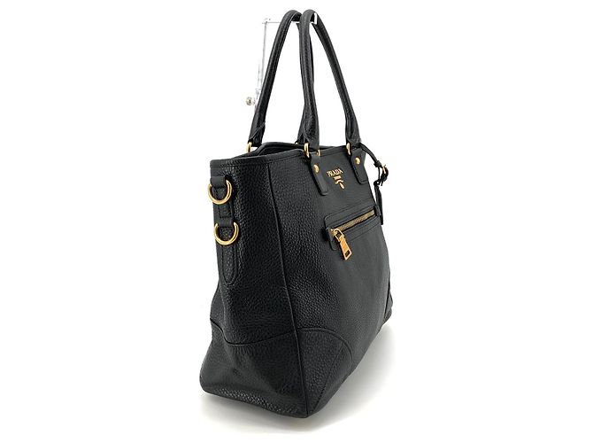 Prada Borsa Tote e Borsa a Spalla in Vitello Daino Nero - vista 4