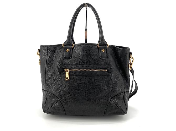Prada Borsa Tote e Borsa a Spalla in Vitello Daino Nero - vista 5