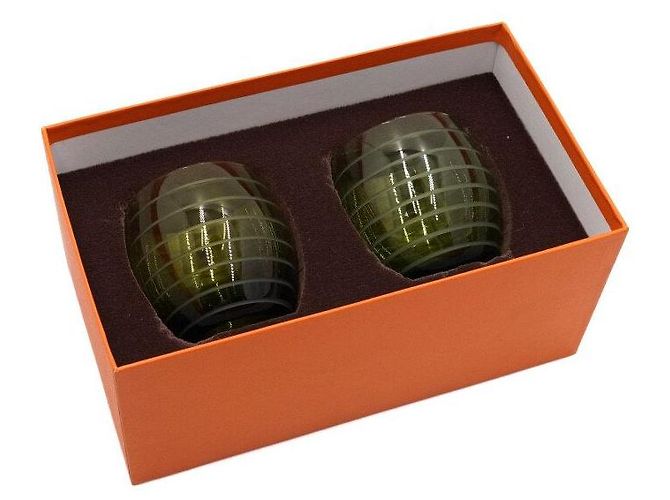 Hermès Green Fanfare Kristall Old Fashioned Glas-Set Grün - Ansicht 4