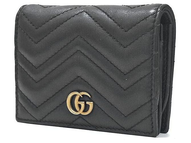 Gucci Cartera Compacta Marmont Chevron Negro - vista 2