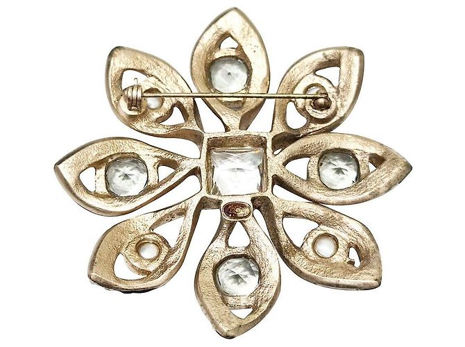 Chanel Perlen-Kristall-Brosche Golden - Ansicht 3