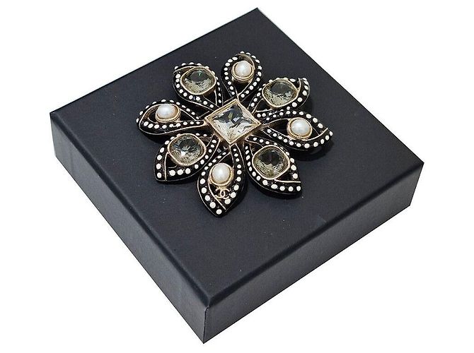 Chanel Perlen-Kristall-Brosche Golden - Ansicht 5