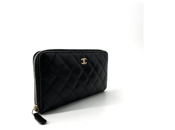 Chanel Cartera larga con cremallera Caviar Gold Negro - vista 2
