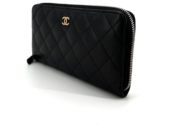 Chanel Cartera larga con cremallera Caviar Gold Negro - vista 3