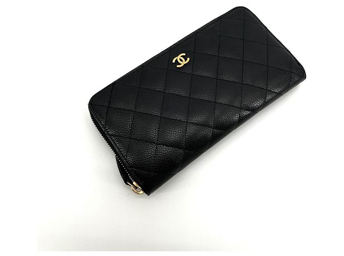 Chanel Cartera larga con cremallera Caviar Gold Negro - vista 4