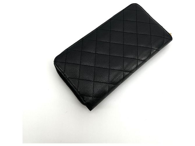 Chanel Cartera larga con cremallera Caviar Gold Negro - vista 5