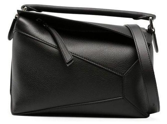 Loewe Mini bolsa Puzzle em couro de bezerro de grão macio Preto - vista 4