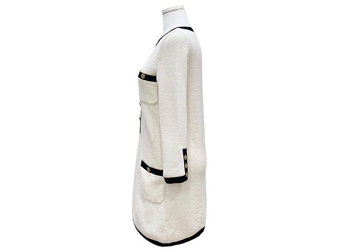 Chanel Minivestido de punto de rizo blanco con botones CC - vista 2