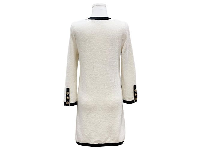 Chanel Minivestido de punto de rizo blanco con botones CC - vista 3