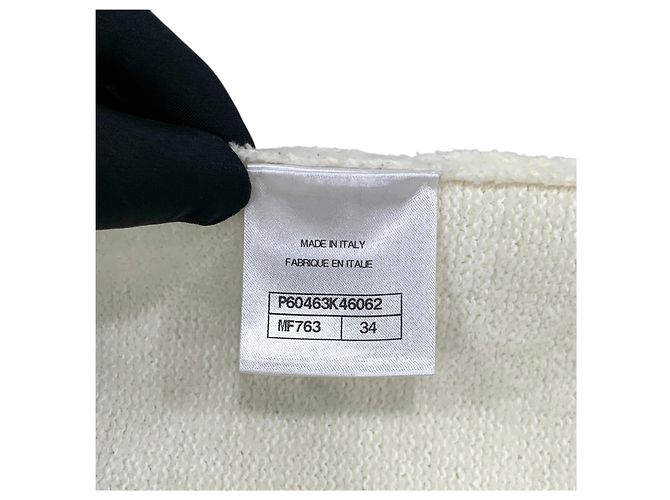 Chanel Minivestido de punto de rizo blanco con botones CC - vista 9