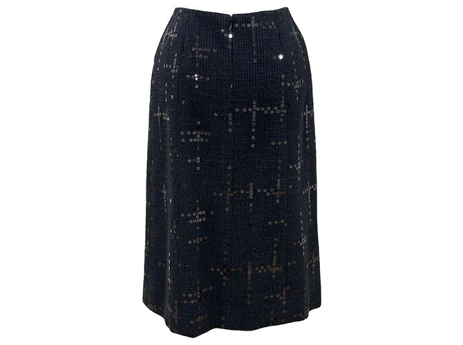 Chanel Gonna in tweed e paillettes nera Nero - vista 2