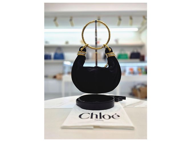 Chloé Borsa a tracolla Mini Hobo in scamosciato Nero - vista 10