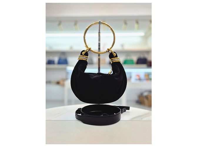 Chloé Borsa a tracolla Mini Hobo in scamosciato Nero - vista 11