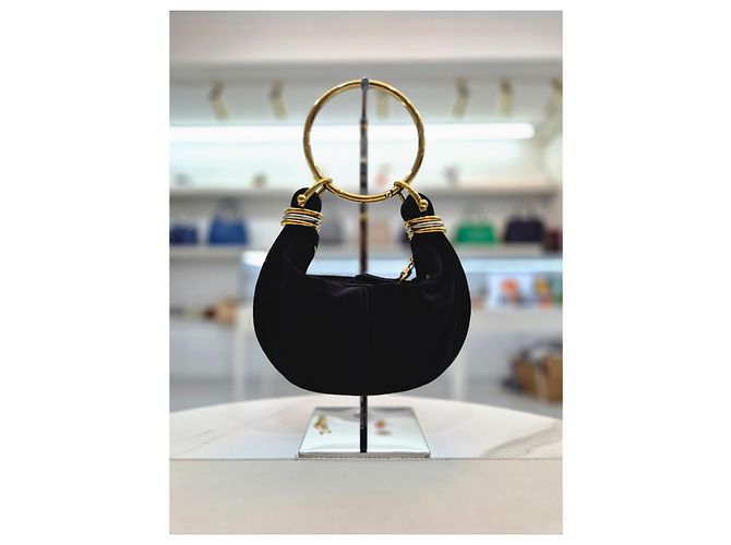 Chloé Borsa a tracolla Mini Hobo in scamosciato Nero - vista 12