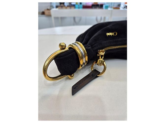 Chloé Borsa a tracolla Mini Hobo in scamosciato Nero - vista 20