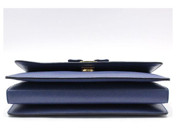 Salvatore Ferragamo Borsa a tracolla Blue Leather Gold Baragini Chain Crossbody Bag - vista 5