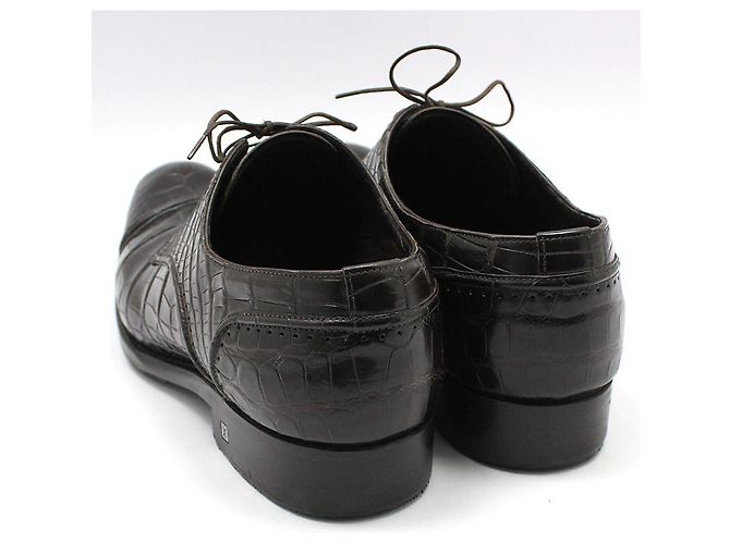 Louis Vuitton Scarpe Derby stringate in alligatore marrone scuro - vista 5