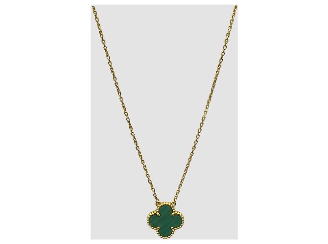 Van Cleef & Arpels Collana Vintage Alhambra in Oro Giallo e Malachite D'oro - vista 2