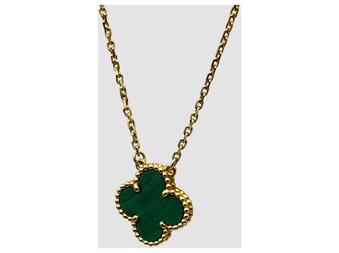 Van Cleef & Arpels Collana Vintage Alhambra in Oro Giallo e Malachite D'oro - vista 4