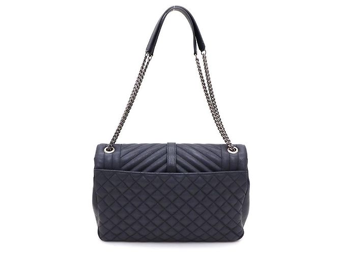 Saint Laurent Borsa a Spalla con Catena Envelope Satchel Large Blu - vista 3