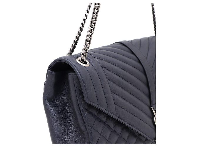 Saint Laurent Borsa a Spalla con Catena Envelope Satchel Large Blu - vista 5