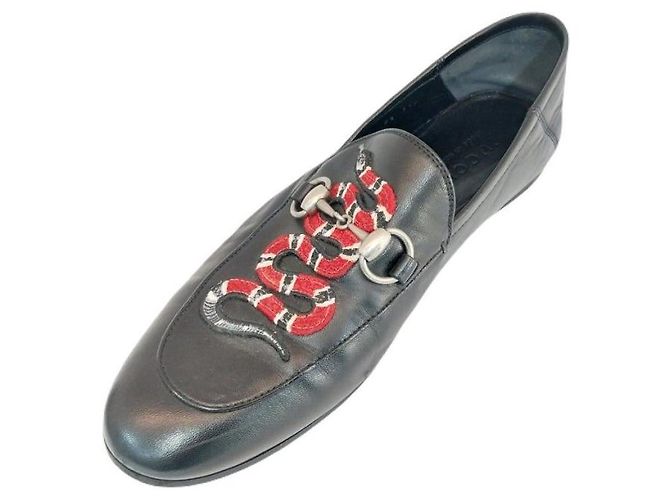 Gucci Mocassini con ricamo di serpente nero e morsetto horsebit, scarpe da uomo con aumento dell'altezza - vista 2