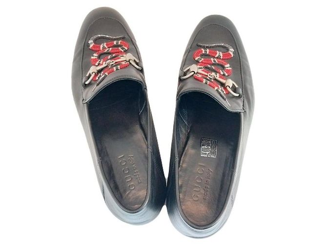 Gucci Mocassini con ricamo di serpente nero e morsetto horsebit, scarpe da uomo con aumento dell'altezza - vista 7