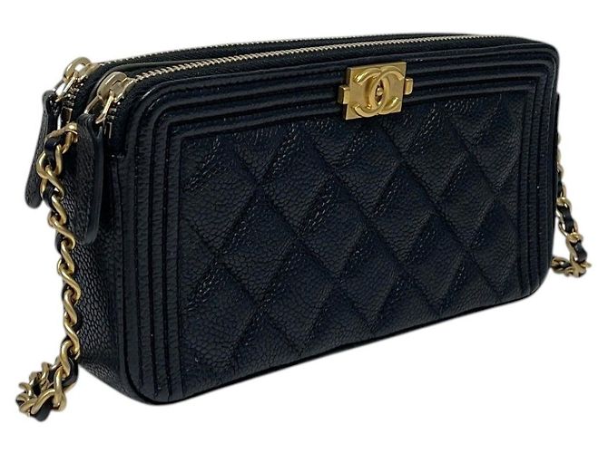 Chanel Borsa WOC Boy Caviar con doppia zip e tracolla a catena Nero - vista 2