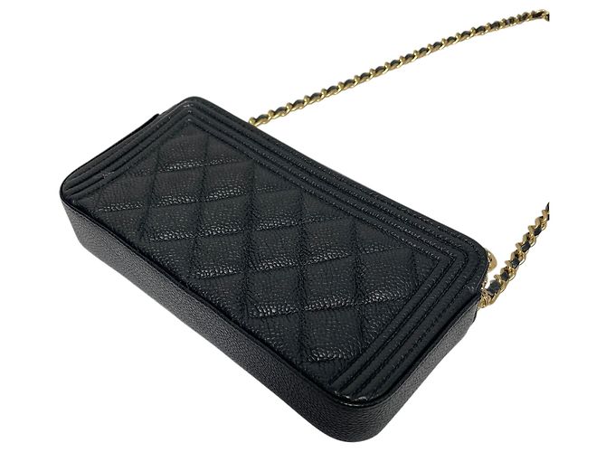 Chanel Borsa WOC Boy Caviar con doppia zip e tracolla a catena Nero - vista 6