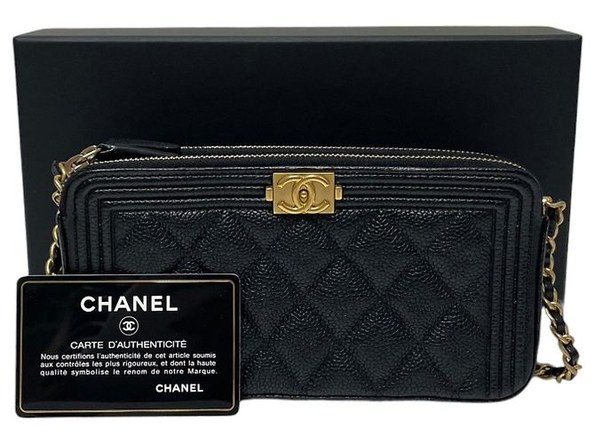Chanel Borsa WOC Boy Caviar con doppia zip e tracolla a catena Nero - vista 7