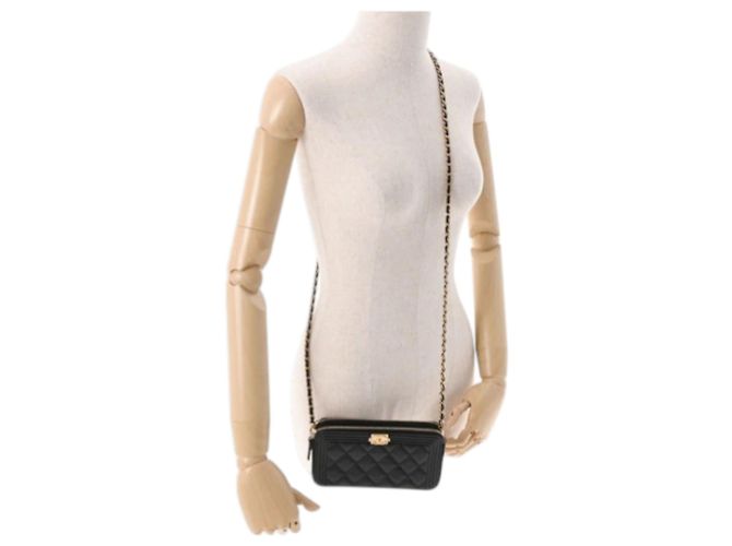 Chanel Borsa WOC Boy Caviar con doppia zip e tracolla a catena Nero - vista 8