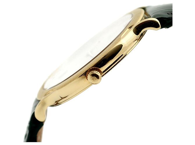 Omega De Ville Vintage Men's Gold Leather Watch Medium Solid Gold Date Original Green - view 11