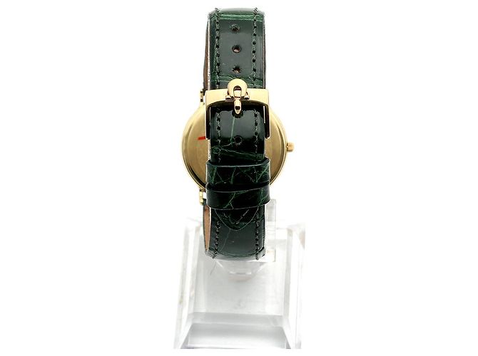 Omega De Ville Vintage Men's Gold Leather Watch Medium Solid Gold Date Original Green - view 9