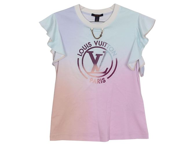 Louis Vuitton Camiseta de algodão com mangas de babados e degradê LV Circle Multicor - vista 14