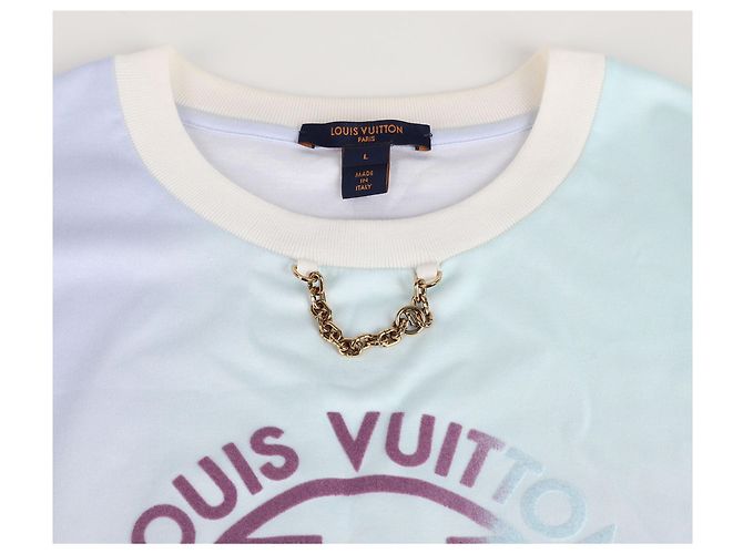 Louis Vuitton Camiseta de algodão com mangas de babados e degradê LV Circle Multicor - vista 17
